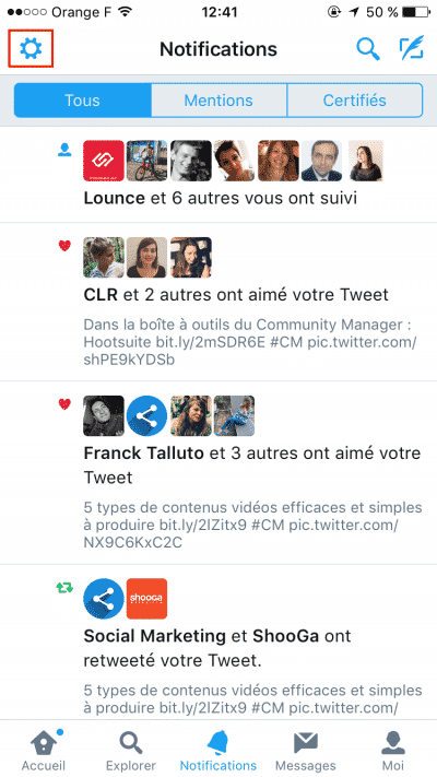 Filtres Notifications Twitter